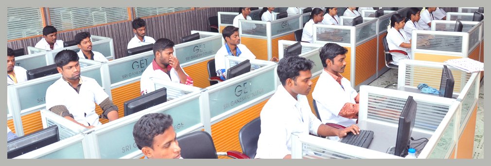 Sri Ganesh students using lab equipments in college bio Computer Science laboratory